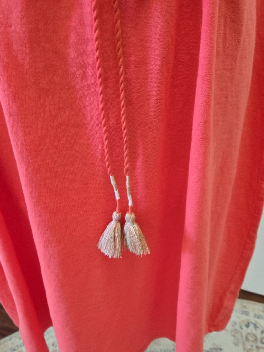 Charter Club Petite Coral Dress Sleeveless Embroidered Beads Tie Waist Cotton SP - Picture 4 of 11
